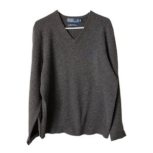 POLO RALPH LAUREN x VINTAGE Lambswool vneck sweater in grey size M